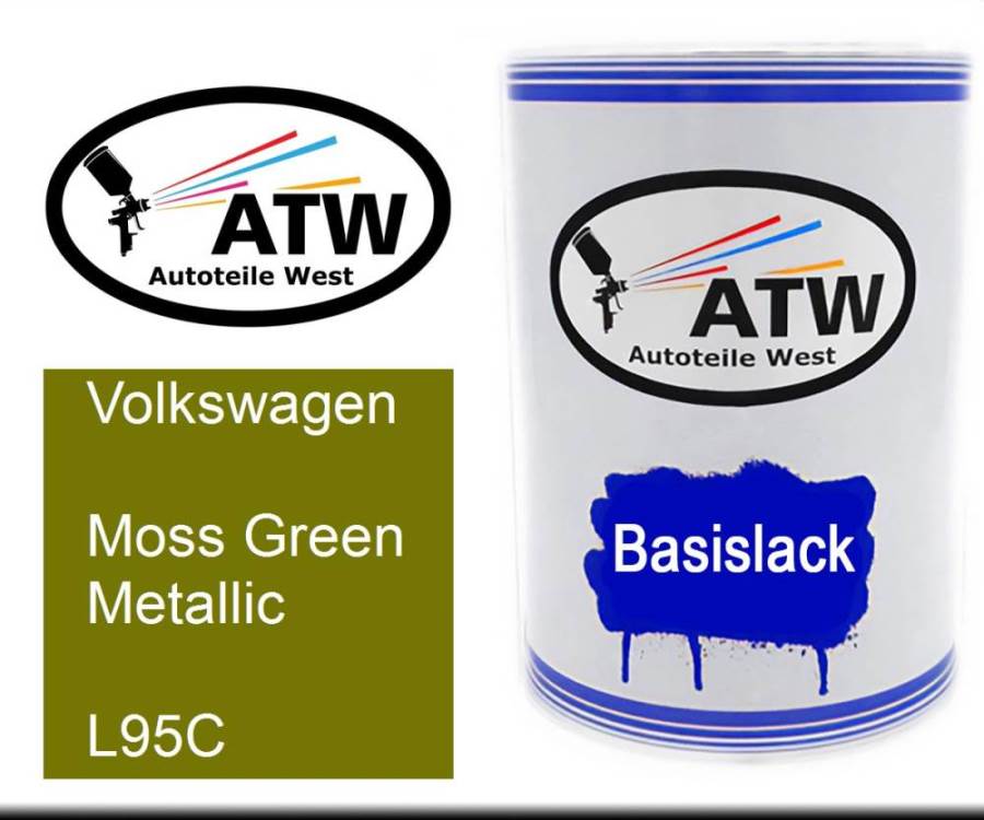 Volkswagen, Moss Green Metallic, L95C: 500ml Lackdose, von ATW Autoteile West.